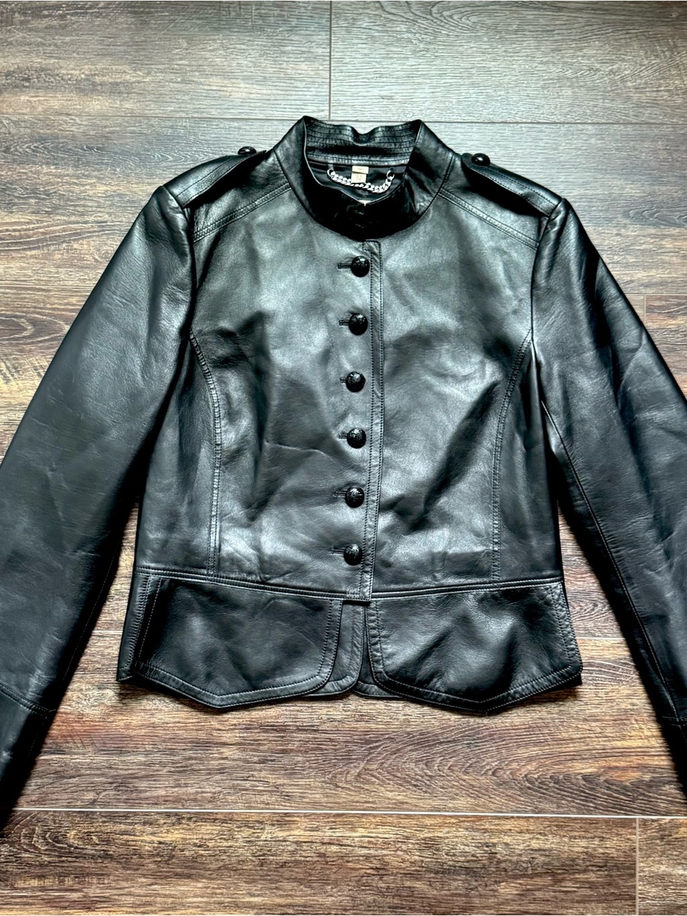 Stunning Burberry London Lamb Leather Equestrian Moto Black Jacket Coat 12 - Picture 12 of 13